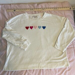 LOFT White Sweatshirt with Heart Accents